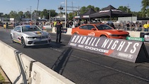 A shot from the 2021 Road Kill Nights event showing legal drag racing on Woodward Avenue.
