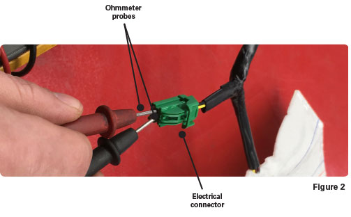 electrical connector on the heating element of heated seats