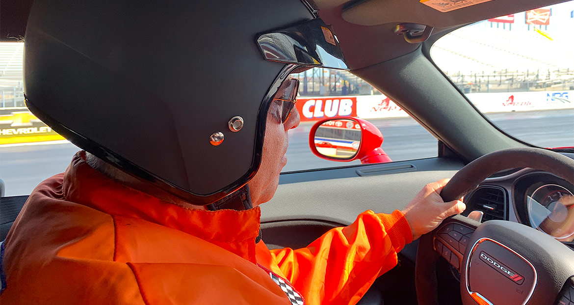 Man preparing to race a 1320 Drag Pak