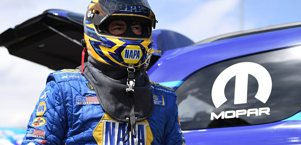 Ron Capps with his racing gear on