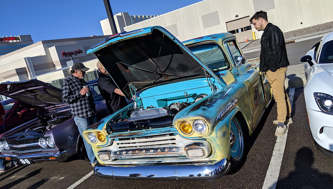 Vintage Dodge truck with patina paint job