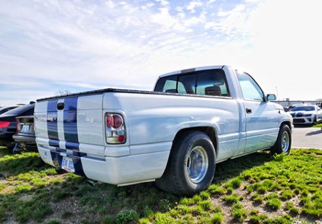 White RAM SS with blue racing stripe