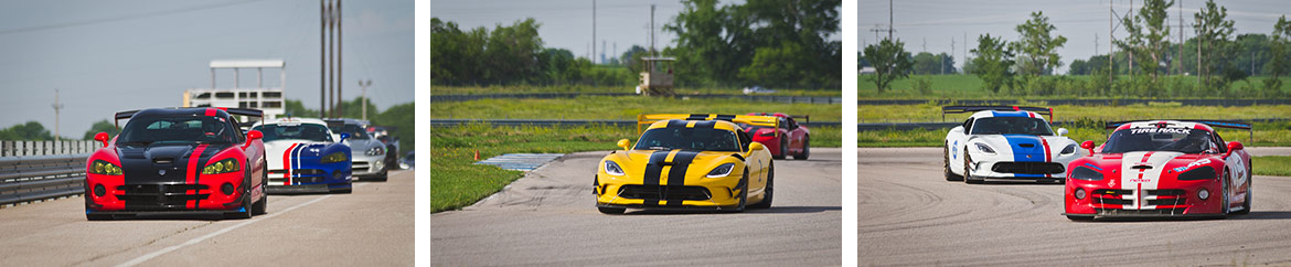 dodge vipers driving around a race track