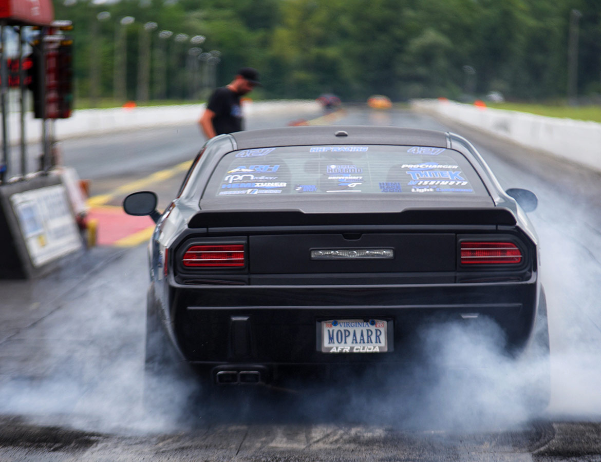 2013 Dodge Challenger R/T Classic on the starting line of a drag strip