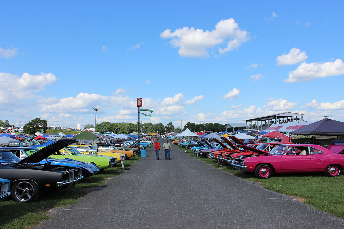 vehicles lined up outside