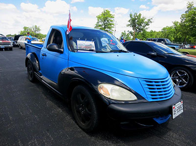 a vehicle parked at a raceway