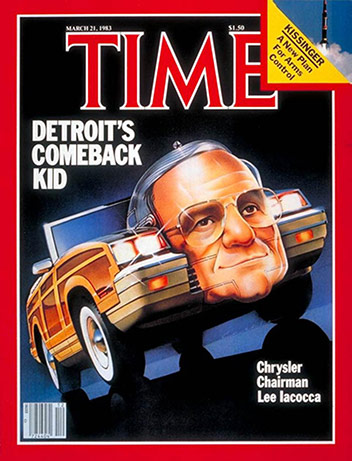 the front cover of time magazine featuring lee iococca