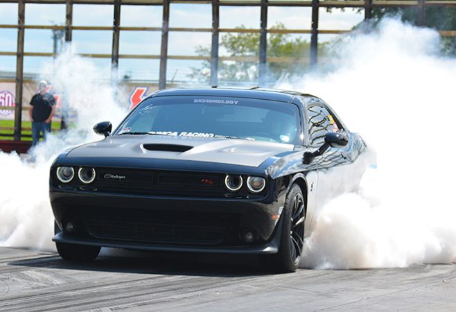 dodge vehicle doing a burnout 