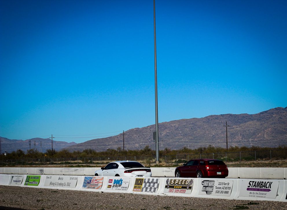 vehicles on a drag strip