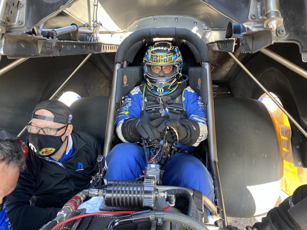 Matt Hagan getting ready to race