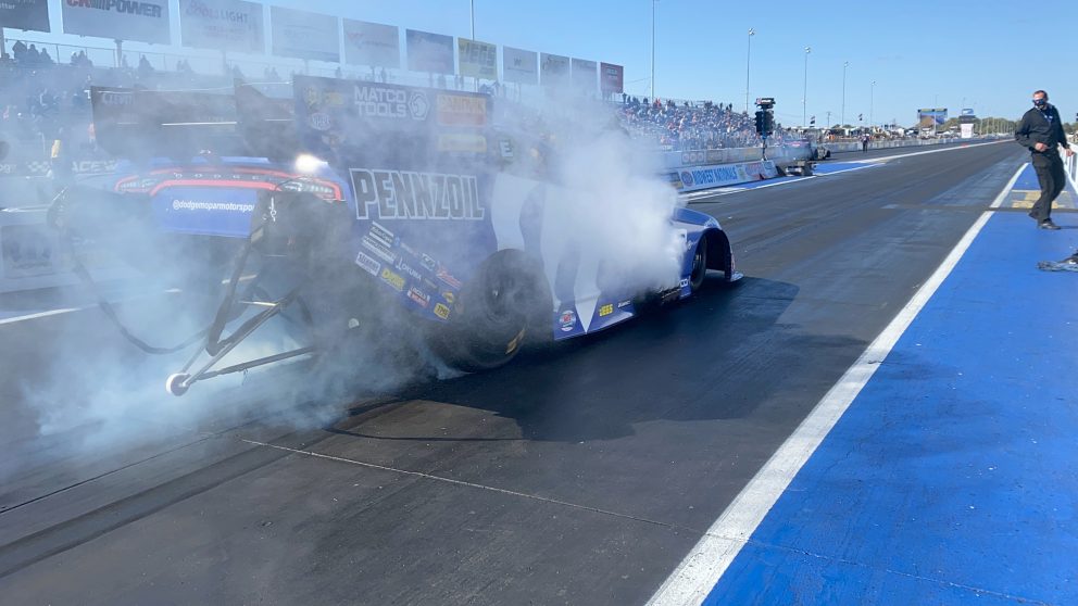 Matt Hagan doing a burnout