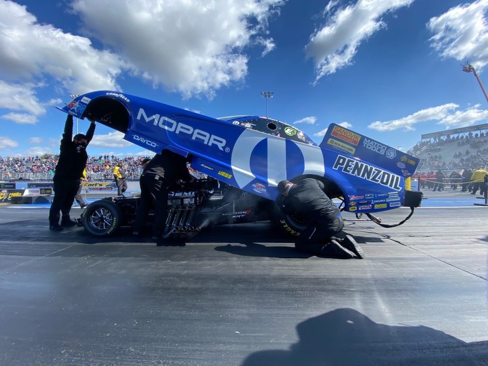 Matt Hagan getting ready to race