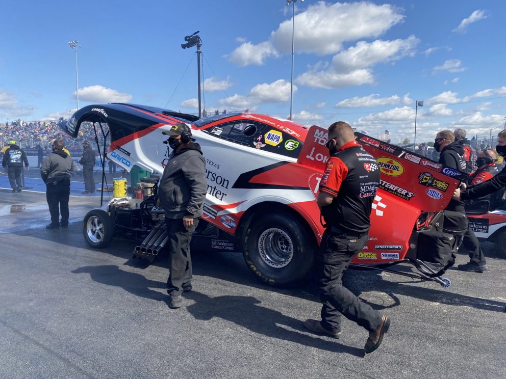 Tommy Johnson Jr. getting ready to race