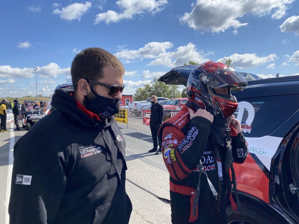 Tommy Johnson Jr getting ready to race