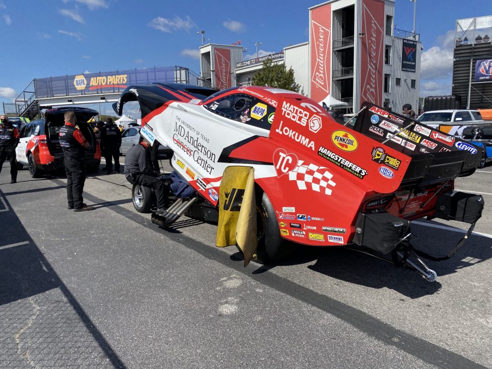 Tommy Johnson Jr getting ready to race