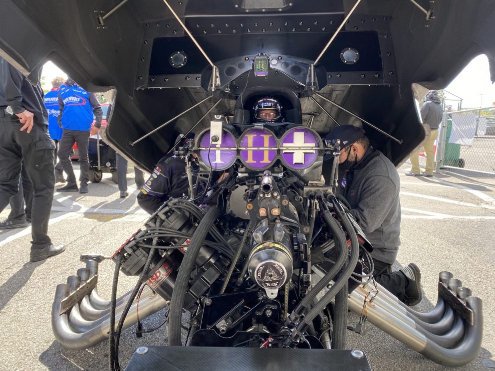 Jack Beckman getting ready to race