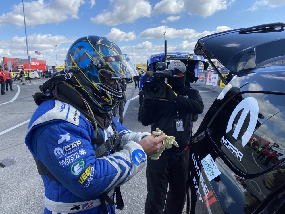 Matt Hagan getting ready to race