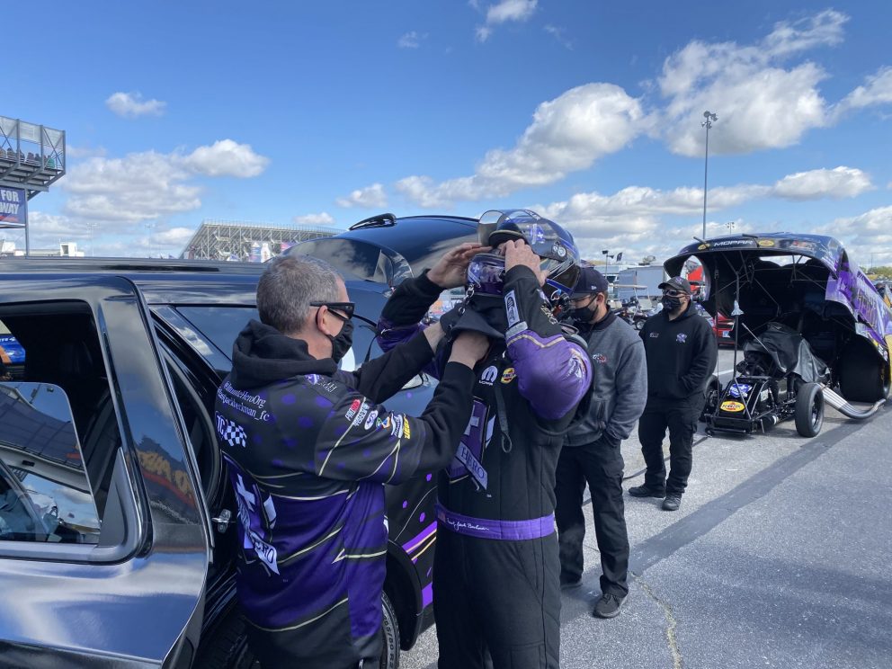 Jack Beckman getting ready to race