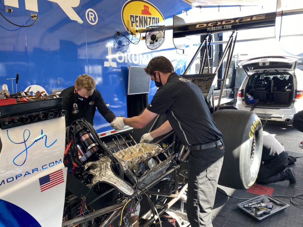 Leah Pruett getting ready to race