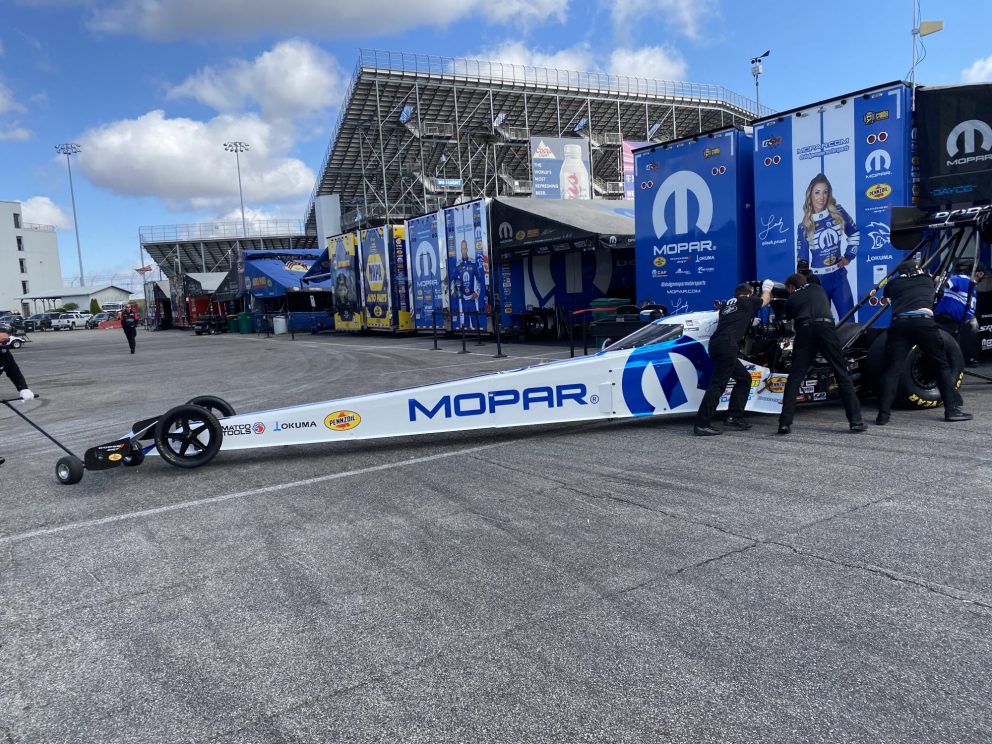 Leah Pruett getting ready to race