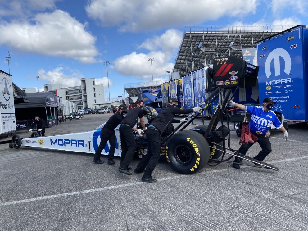 Leah Pruett getting ready to race