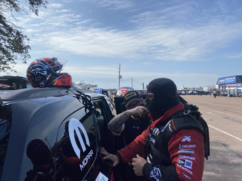 Matt Hagan suiting up for the race