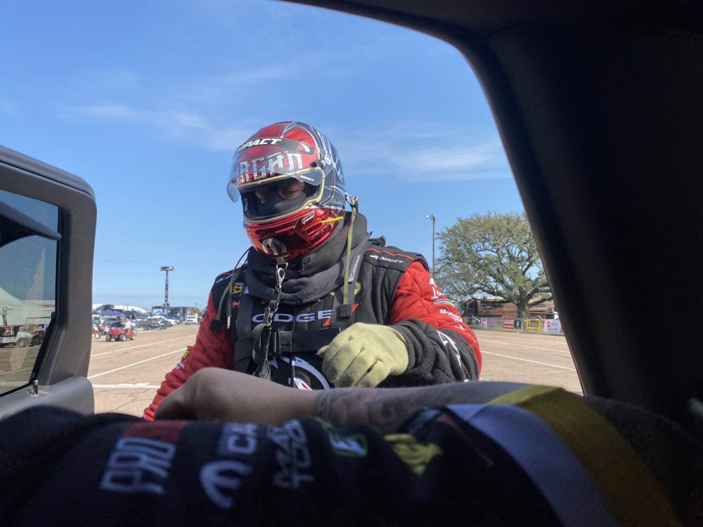 Matt Hagan suiting up for the race