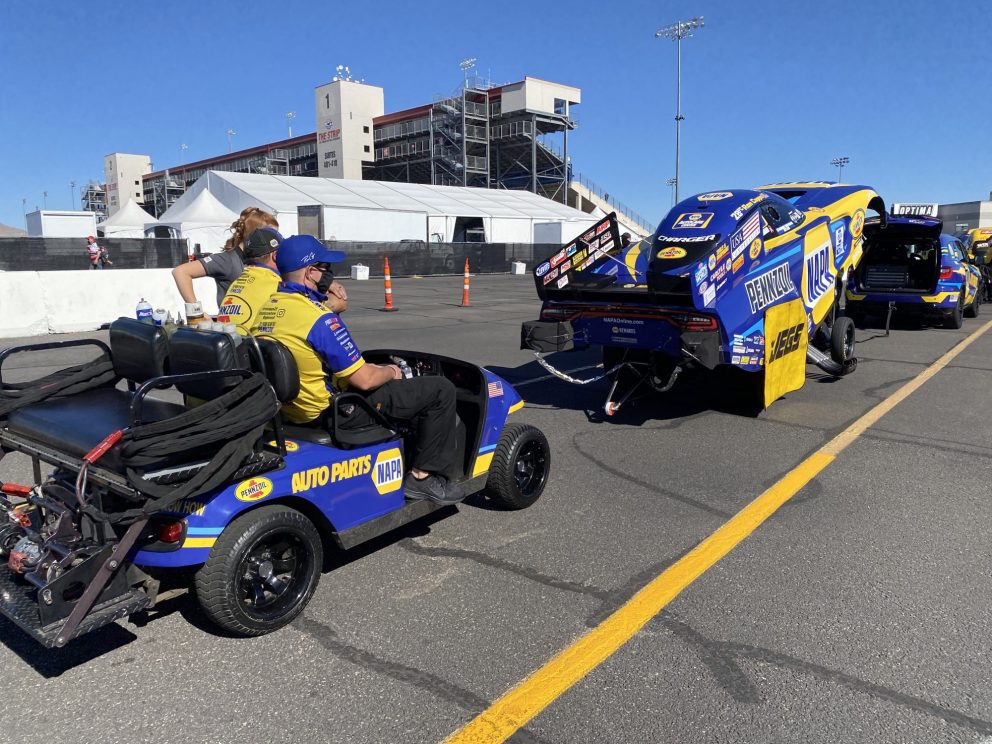 Ron Capps' team working on his funny car