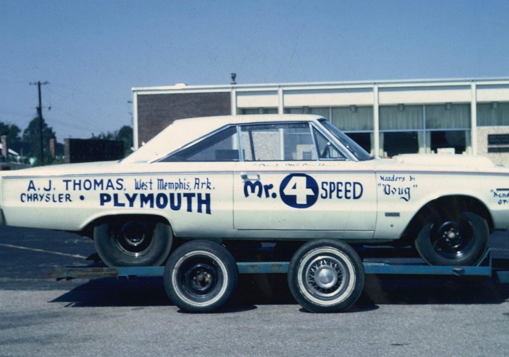 Herb's race car sitting on a trailer