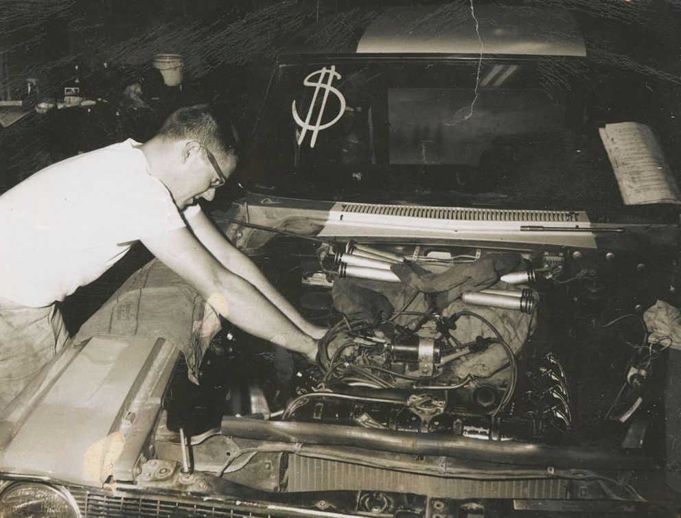 Herb McCandless working on his race car