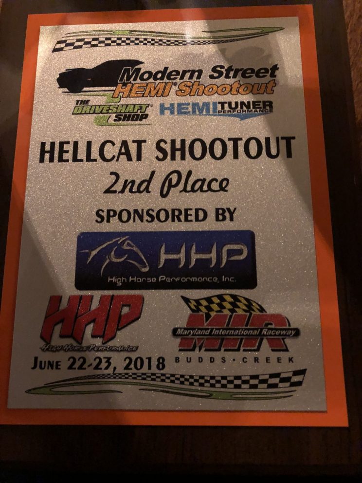 Modern Street HEMI Shootout second place certificate