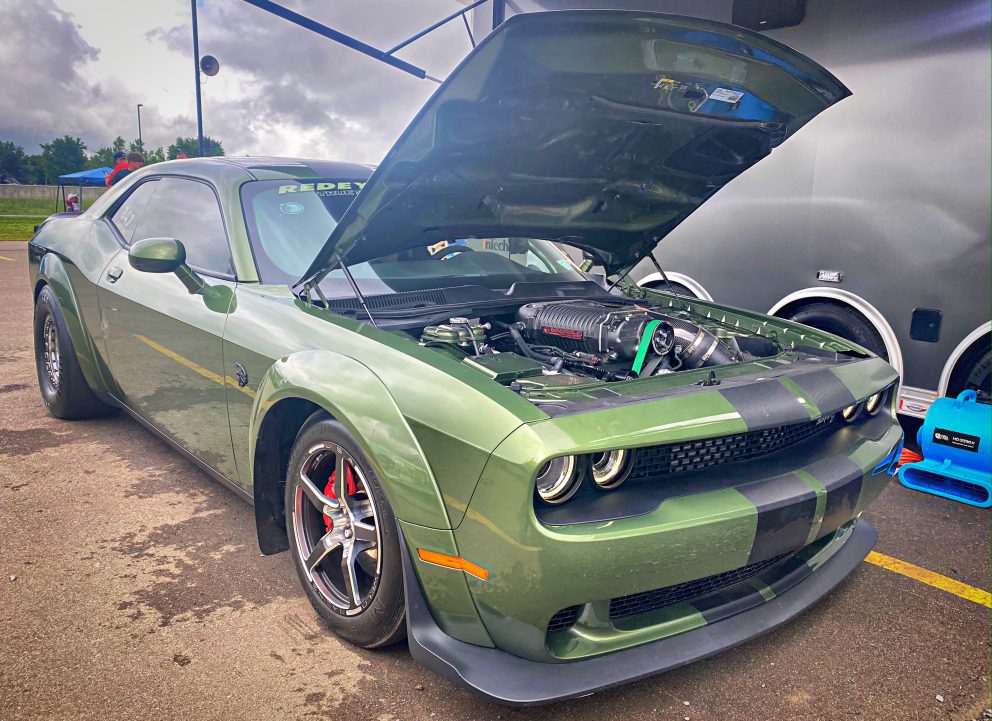 Challenger with hood up