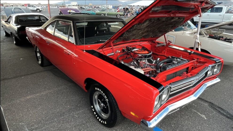 1969 Plymouth Road Runner Coupe with the hood open