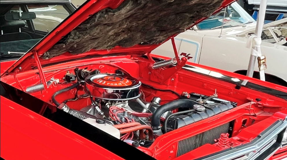 1969 Plymouth Road Runner Coupe with the hood open