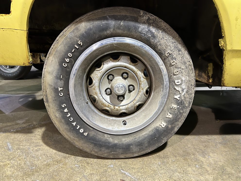 Wheel on vintage Plymouth vehicle