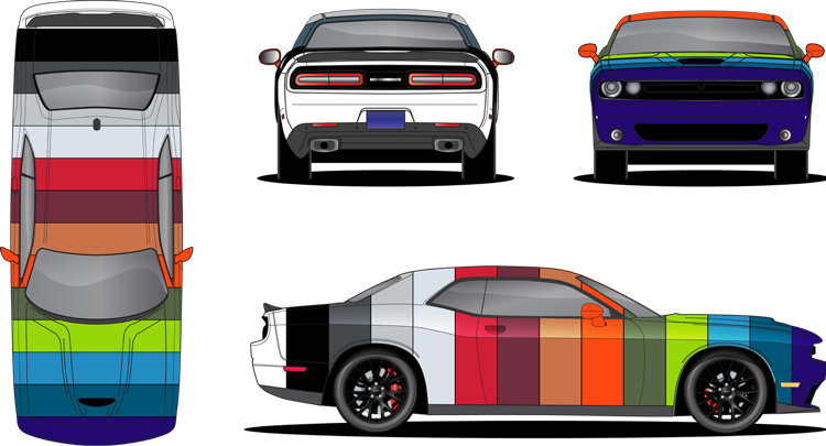 Group of wrap images, overview, front, back, side profile