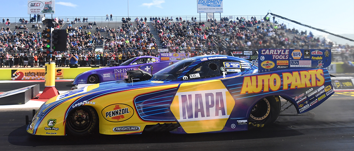 Two cars racing at the Fall nationals