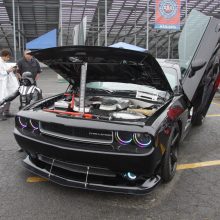 Dodge Challenger with the hood popped