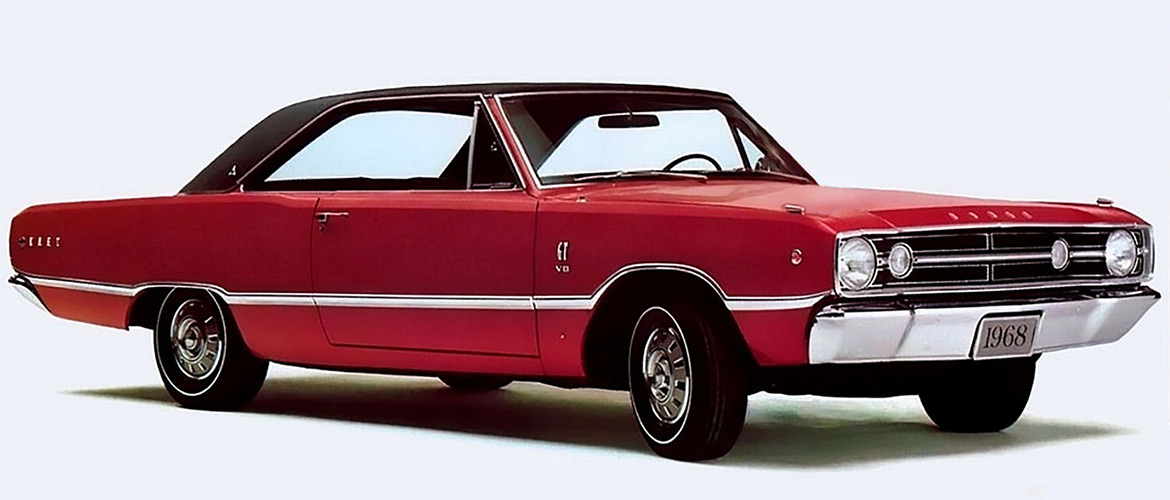 Older red Dodge 'Cuda