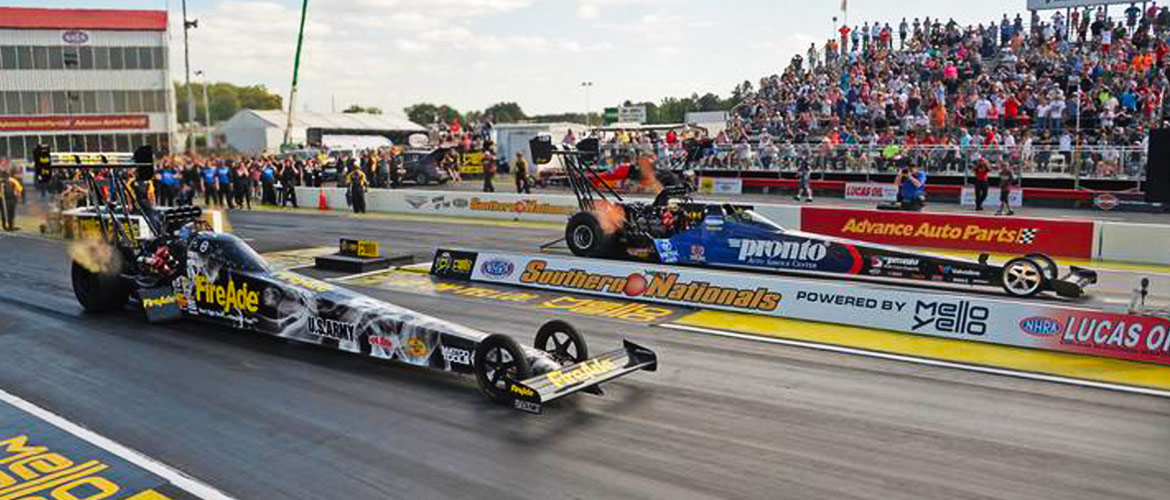 Two top fuel dragsters at NHRA Mello Yello Drag Racing Series: Notes & Quotes NHRA Southern Nationals, Commerce, Georgia