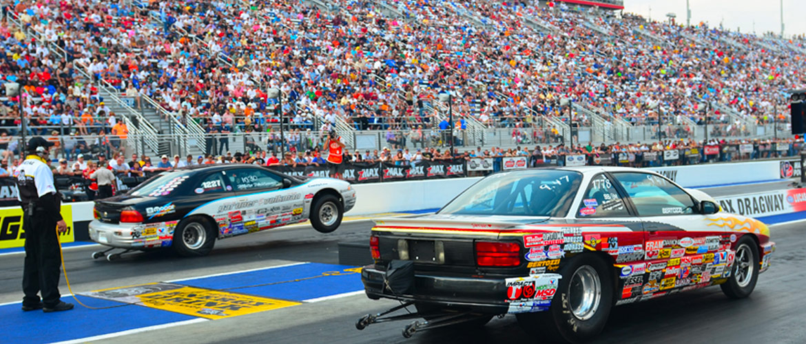 Two cars racing at NHRA Mello Yello Drag Racing Series: Notes & Quotes NHRA Southern Nationals, Commerce, Georgia