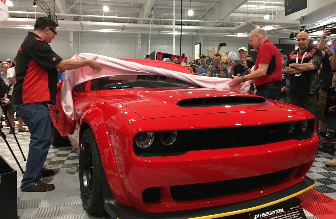 The Dodge Demon SRT being auction at last chance auction at Barrett Jackson NE