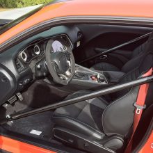 leather interior of a dodge challenger racecar