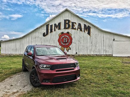 Dodge Durango infront of a Jim Beam Barn