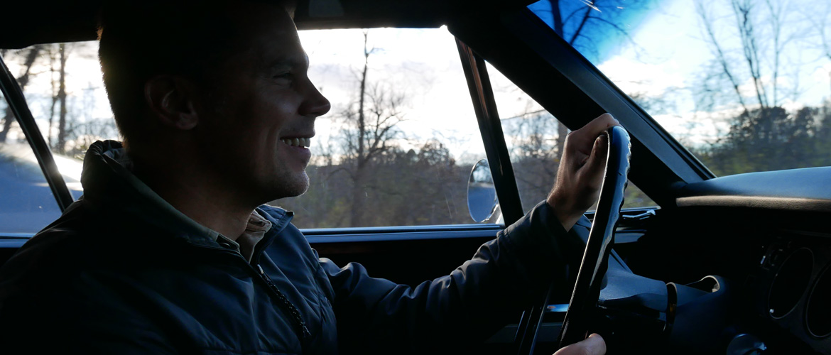 Jeff Gale behind the wheel of a '67 Dodge Dart GT