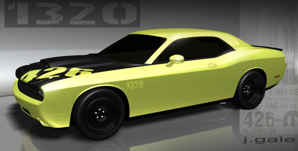 computer drawing of a yellow 1320 challenger