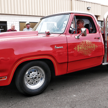 side view of a dod ge lil red express truck