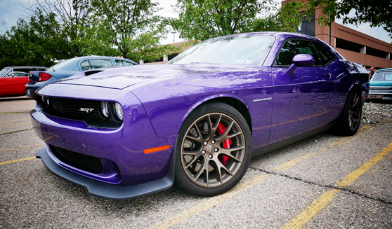 Purple supercharged dodge challenger