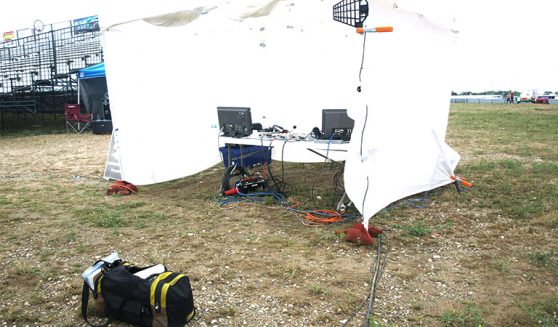 broadcast booth was situated next to the starting line