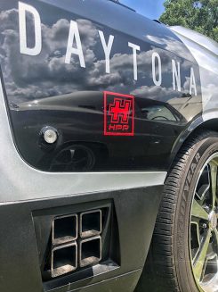 Daytona sticker on a black car